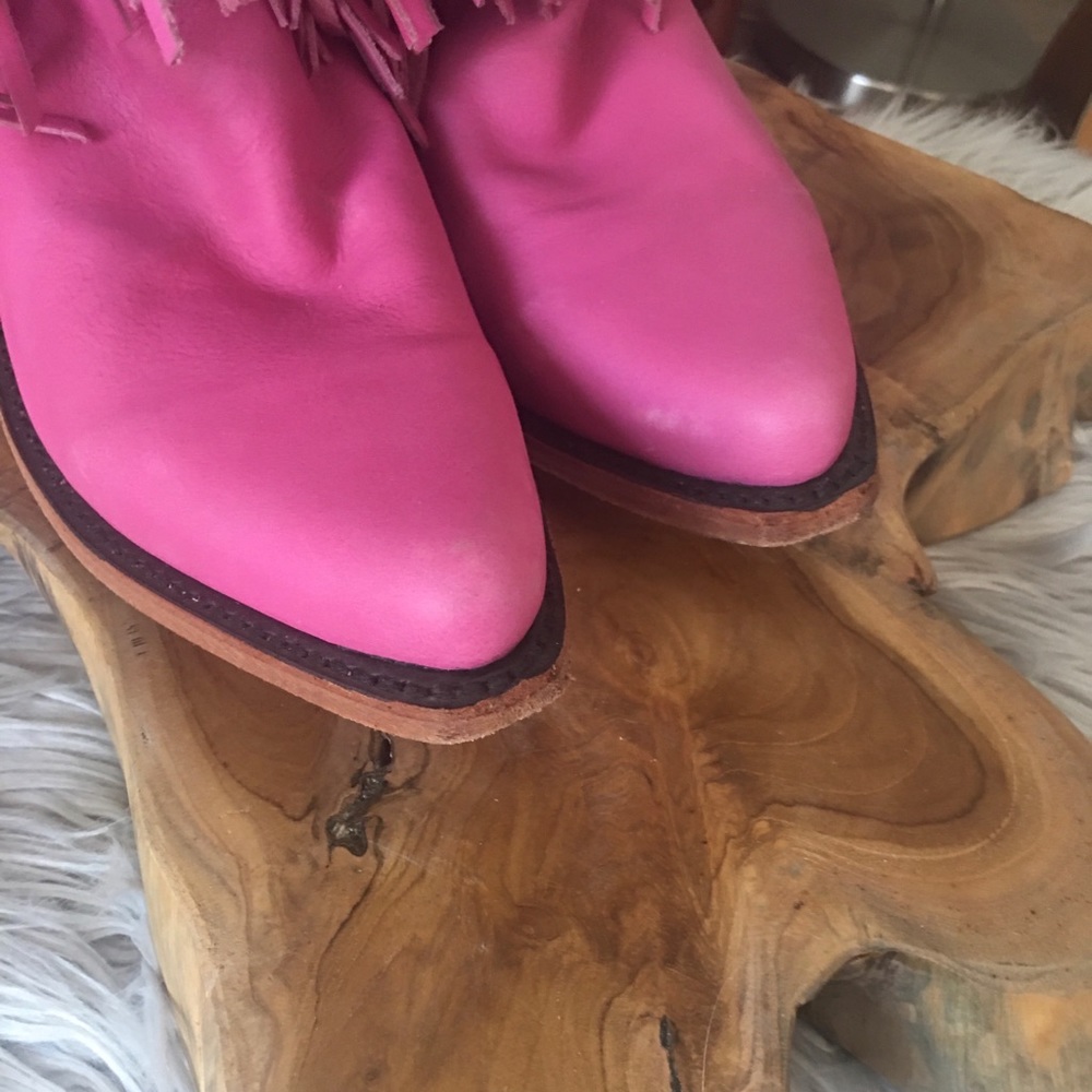LIBERTY Black Pink Fringe Heeled Western Boots - Picture 3 of 7
